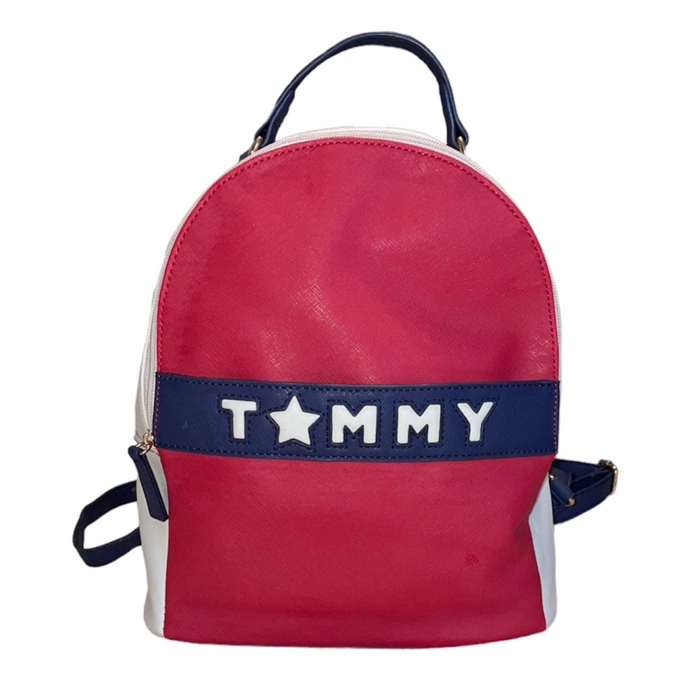 Like new tommy Hilfiger Logo Leather Backpack Purse Like New